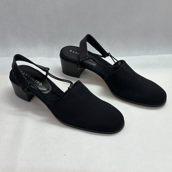 NIB Bandolino B-Ontario Black Stretch Fabric Sling-Back Heels - Picture 4 of 8